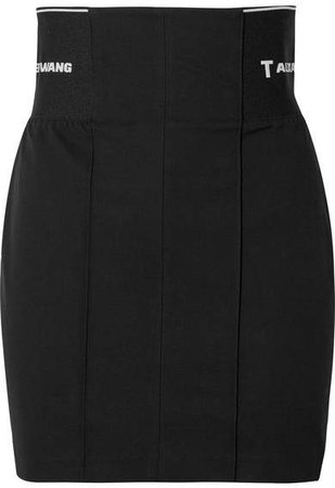 Paneled Cotton-blend Twill Mini Skirt - Black