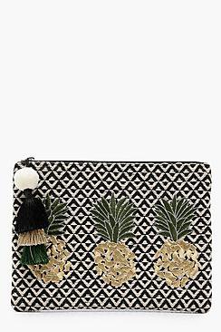 Hannah Pineapple Embroidery Clutch