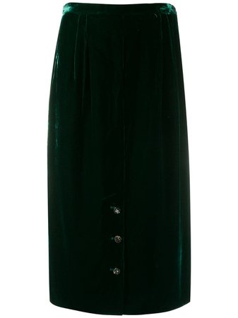 Green Valentino Pre-Owned 1980's Velvet Effect Gathered Skirt | Farfetch.com