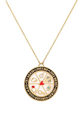 Manifestation Wheel 18k Yellow Gold Diamond Necklace By L'atelier Nawbar | Moda Operandi