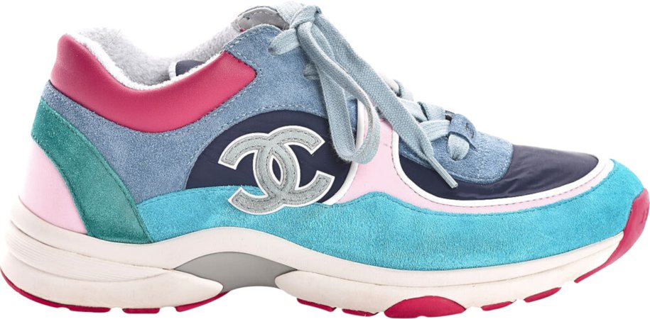 Chanel blue and pink sneakers