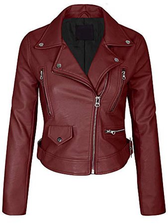 KOGMO Women's Faux Leather Zip up Everyday Bomber Jacket at Amazon Women's Coats Shop