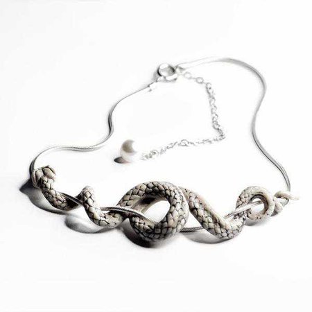 White snake serpent necklace macabre gadgets
