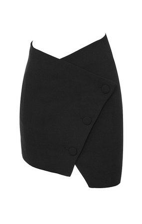 Clothing : Skirts : 'Ramirez' Black Crepe Button Down Mini Skirt