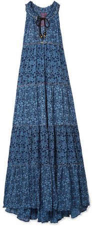 Yvonne S - Tiered Floral-print Georgette Maxi Dress - Blue