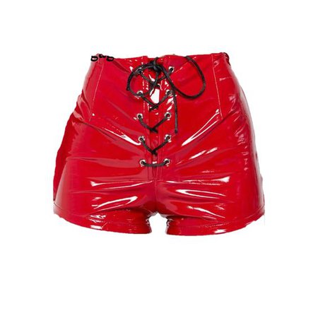 red leather shorts