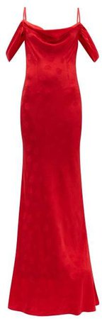 Rat & Boa - Florentina Cowl Neck Floral Jacquard Maxi Dress - Womens - Red
