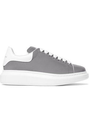 Alexander McQueen | Leather-trimmed reflective shell exaggerated-sole sneakers | NET-A-PORTER.COM