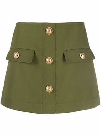 Shop Balmain logo-button mini A-line skirt with Express Delivery - FARFETCH