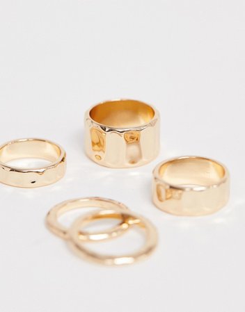 Monki chunky ring pack in gold | ASOS