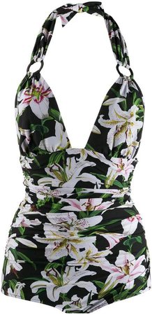 reversible floral print halterneck swimsuit