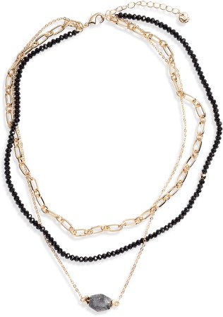 Faceted Semiprecious Stone Layered Necklace