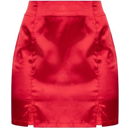 red satin mini skirt