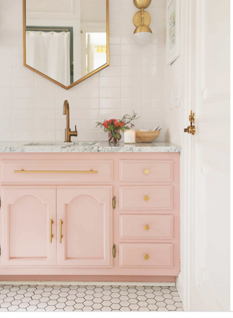 pink bathroom counter