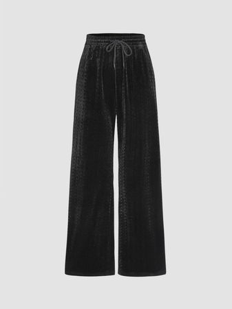 Velvet Solid Knotted Wide Leg Trousers - Cider