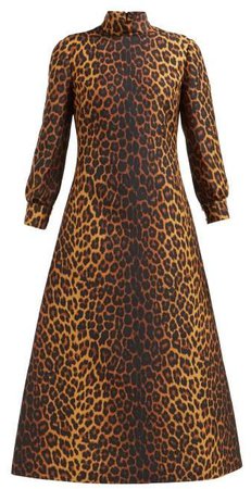 Leopard Print Linen Blend Dress - Womens - Leopard