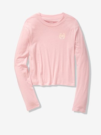 Everyday Long Sleeve Cropped Tee - PINK - pink