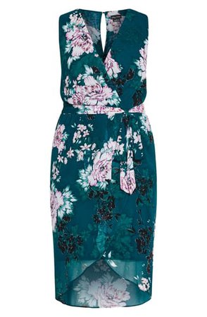 City Chic Jade Floral Wrap Front Sleeveless Dress (Plus Size) | Nordstrom
