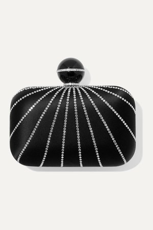 Black Cloud crystal-embellished satin clutch | Jimmy Choo | NET-A-PORTER