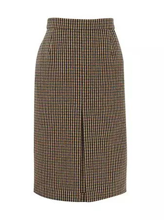 Shop Saint Laurent Pencil Skirt In Vichy Wool | Saks Fifth Avenue