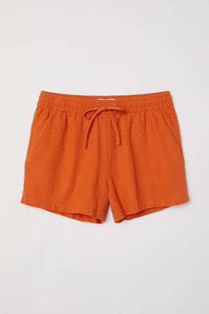 Linen-blend Shorts - Orange