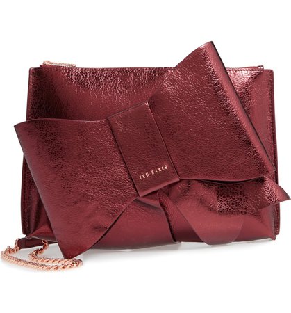 Ted Baker London Aliysa Crackle Bow Leather Clutch | Nordstrom