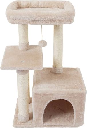 Amazon.com : FISH&NAP Cute Cat Tree Kitten Cat Tower for Indoor Cat Condo Sisal Scratching Posts with Jump Platform Cat Furniture Activity Center Play House Beige : Pet Supplies