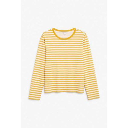 Soft long-sleeved top - Golden yellow/Sleek stripes - Tops - Monki