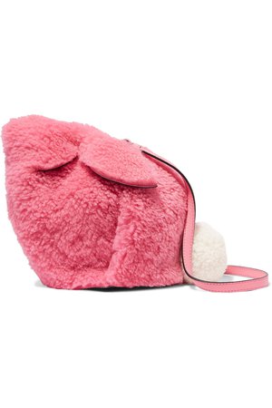 Loewe | Bunny mini leather-trimmed shearling shoulder bag | NET-A-PORTER.COM