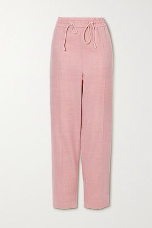 Palmira Wool-blend Twill Tapered Pants - Pastel pink