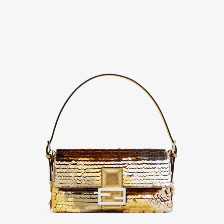 Baguette 1997 - Gold-colored leather and sequinned bag | Fendi