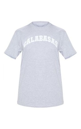 Grey Calabasas Slogan Oversized T Shirt | PrettyLittleThing