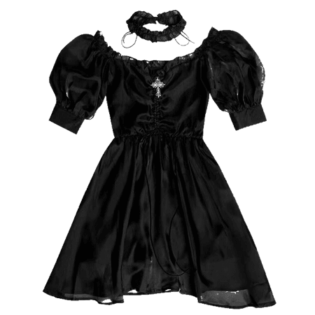 black goth Gothic babydoll dress choker cross lacy lace frilly