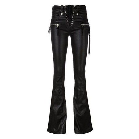 unravel project flare lace up black leather pants