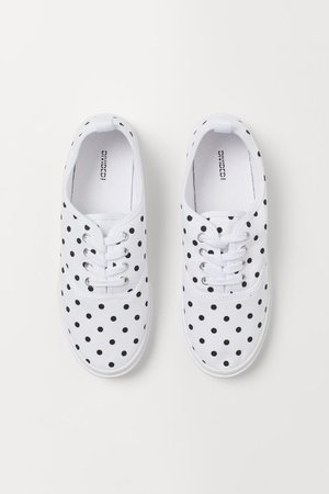 Canvas Sneakers - White/black dotted - Ladies | H&M US