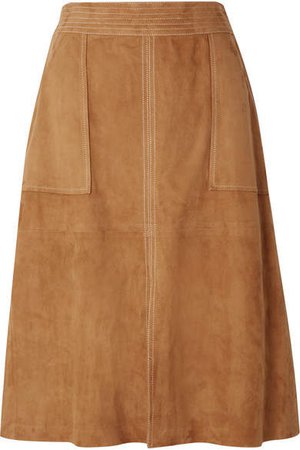 Paneled Suede Skirt - Camel