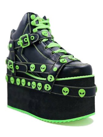 green alien shoes