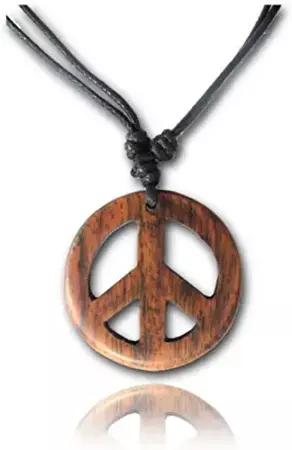 Amazon.com: Earth Accessories Adjustable Peace Sign Pendant Necklace with Organic Wood - Hippie Accessories and Hippie Costume for 60s or 70s : Clothing, Shoes & Jewelry