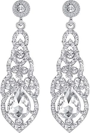 Amazon.com: mecresh Bridal Wedding Crystal Chandelier Dangle Earrings for Women Valentine’s Day Gifts: Clothing, Shoes & Jewelry
