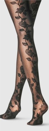 Woman’s Floral Black Tights