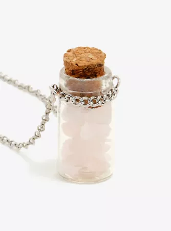 Rose Quartz Pebble Bottle Necklace - BoxLunch Exclusive