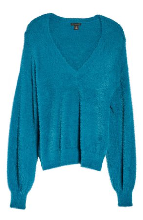 Halogen® Fuzzy V-Neck Sweater (Regular, Petite & Plus Size) | Nordstrom