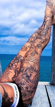 womens leg tattoo