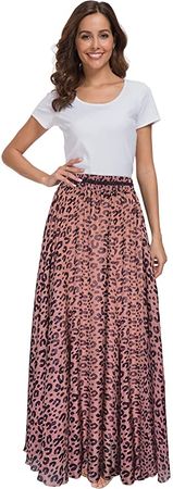 Amazon.com: Afibi Women Full/Ankle Length Blending Maxi Chiffon Long Skirt Beach Skirt (XX-Large, Design Brown) : Clothing, Shoes & Jewelry
