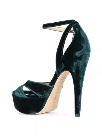 Chloe Gosselin Opia Velvet Platform Sandals In Green | ModeSens