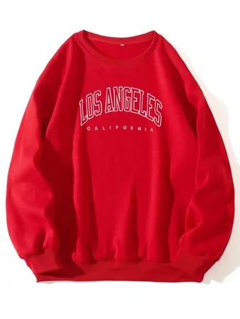 Red Letter Graphic Drop Shoulder Sweatshirt | SHEIN USA
