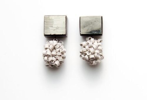 cream & grey stone earrings