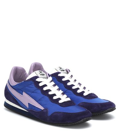 Bustee leather-trimmed sneakers