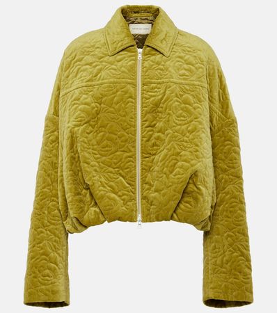 Quilted Floral Velvet Jacket in Green - Dries Van Noten | Mytheresa