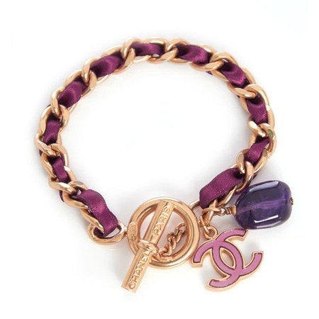 purple chanel vintage ribbon bracelet